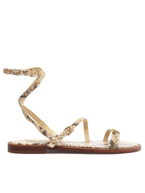 Sandália Feminina Rasteira Annete Flat Couro – Animal Print