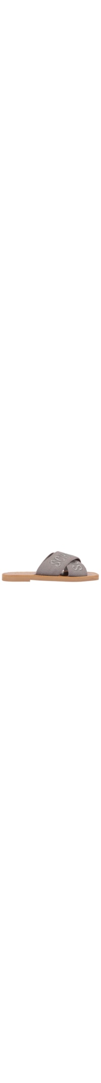 Sandália Feminina Rasteira Bico Quadrado X Bordada – Cinza