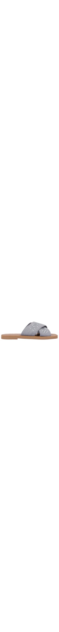 Sandália Feminina Rasteira Bico Quadrado X Bordada – Cinza