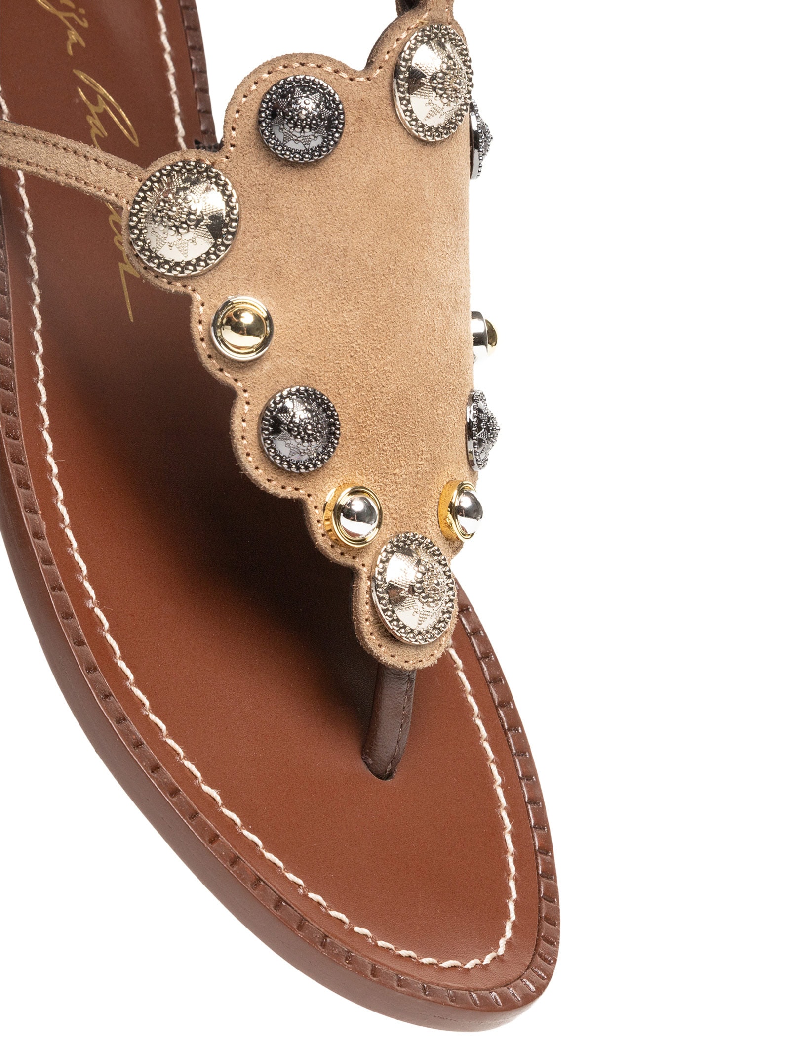 Sandália Feminina Rasteira Camurça Grease Bege Luiza Barcelos