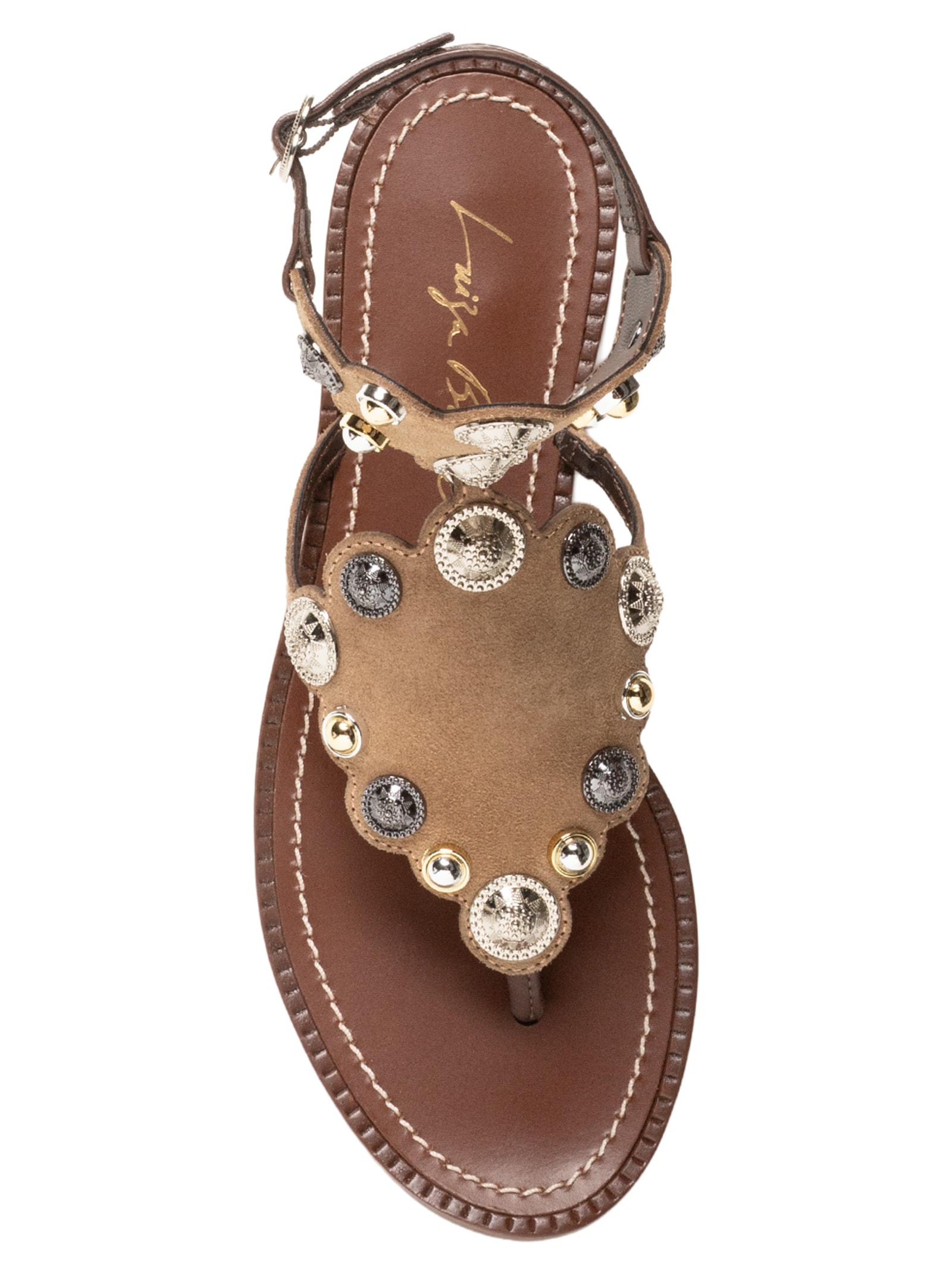 Sandália Feminina Rasteira Camurça Grease Bege Luiza Barcelos