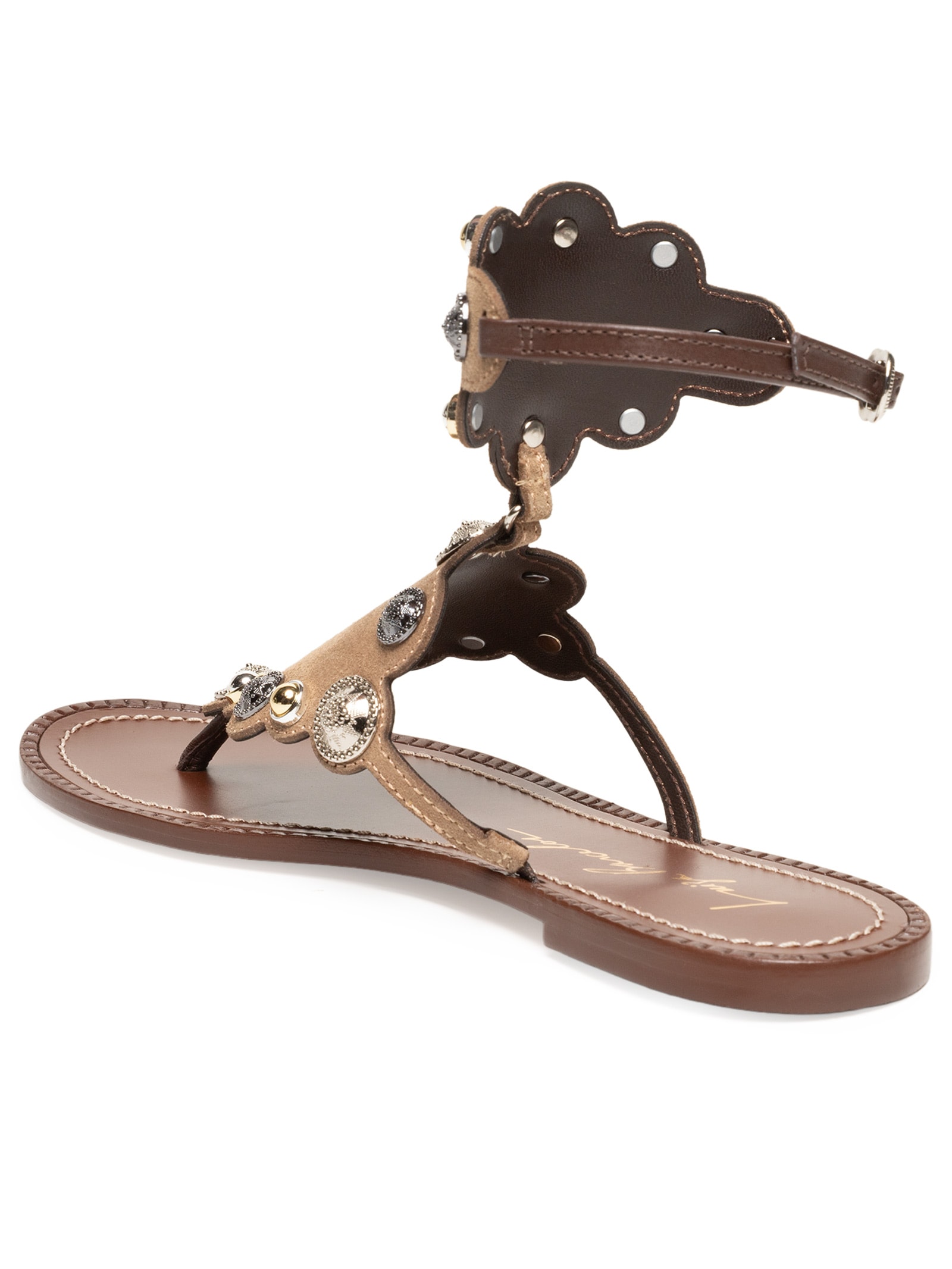 Sandália Feminina Rasteira Camurça Grease Bege Luiza Barcelos