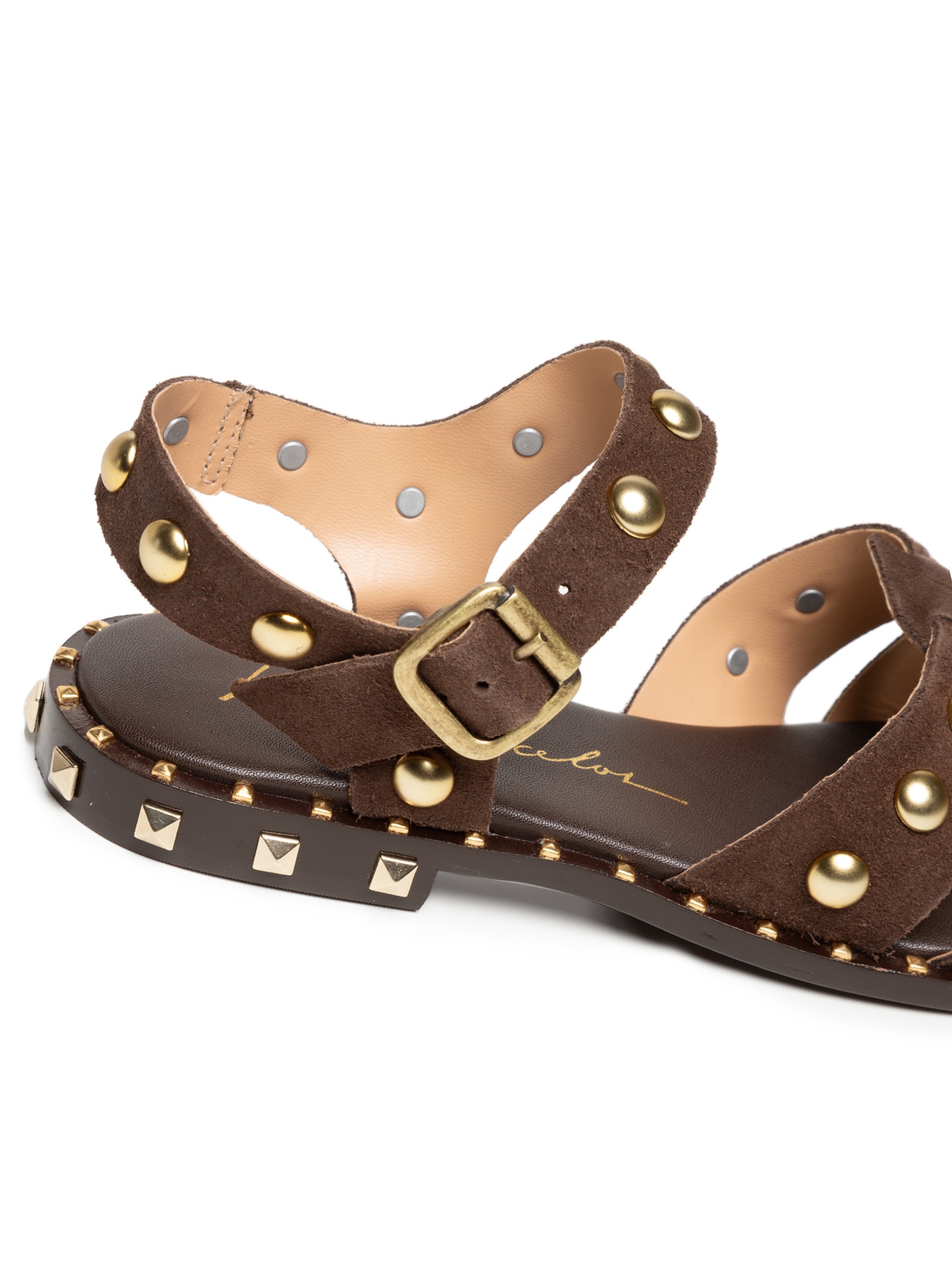 Sandália Feminina Rasteira Camurça Marrom Luiza Barcelos