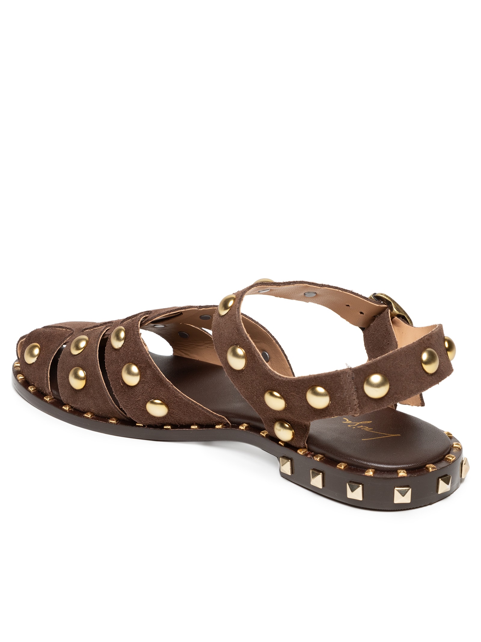 Sandália Feminina Rasteira Camurça Marrom Luiza Barcelos