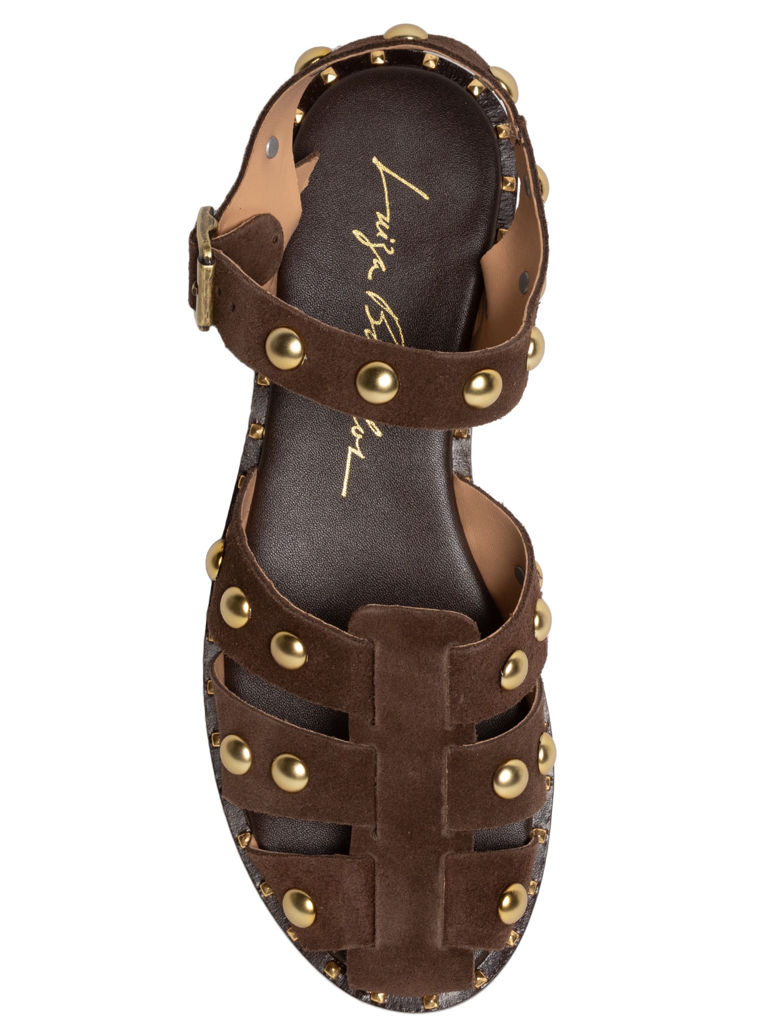 Sandália Feminina Rasteira Camurça Marrom Luiza Barcelos