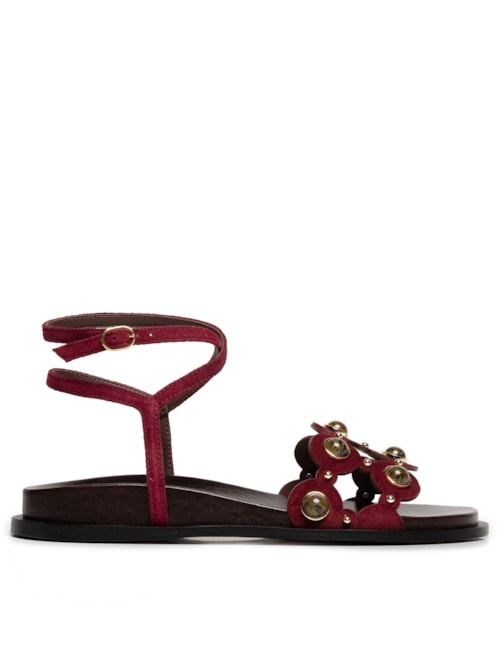 Sandália Feminina Rasteira Camurça – Vermelho