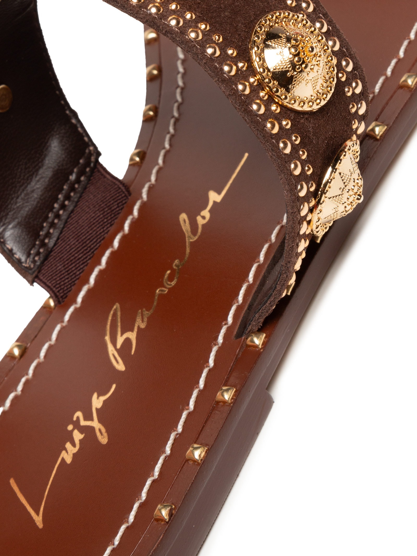 Sandália Feminina Rasteira Camurção Marrom Luiza Barcelos