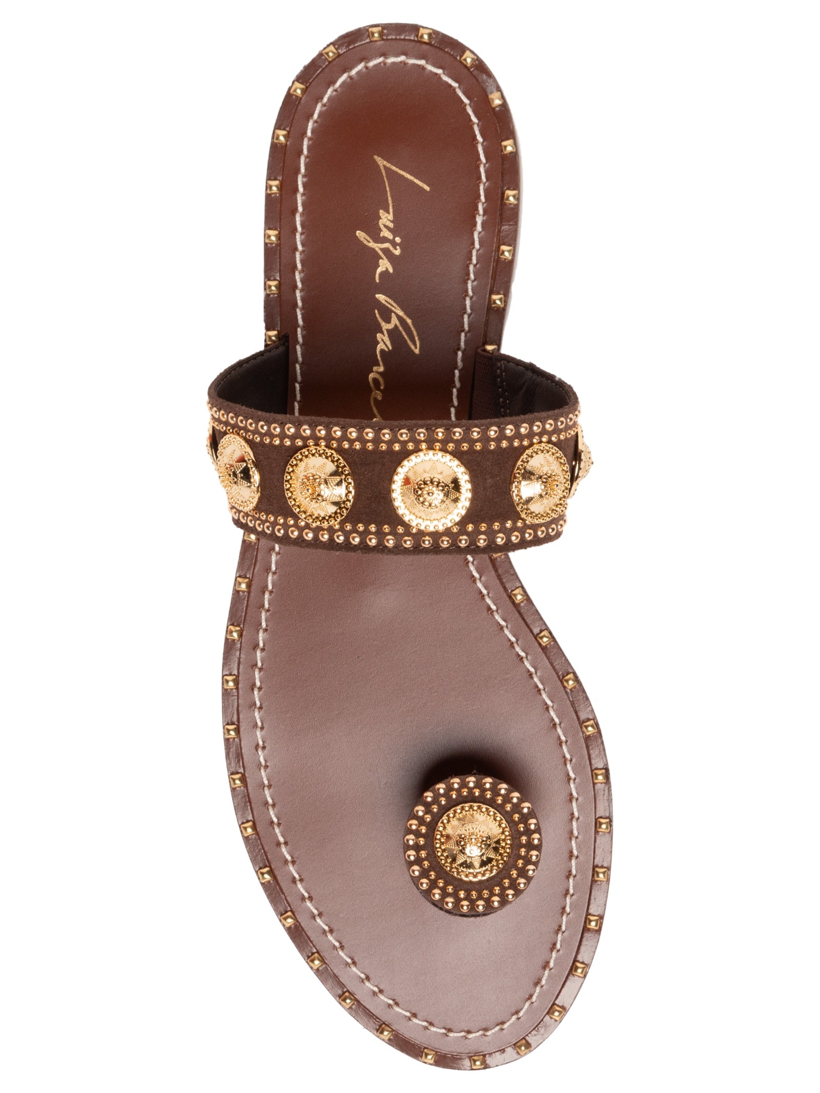 Sandália Feminina Rasteira Camurção Marrom Luiza Barcelos