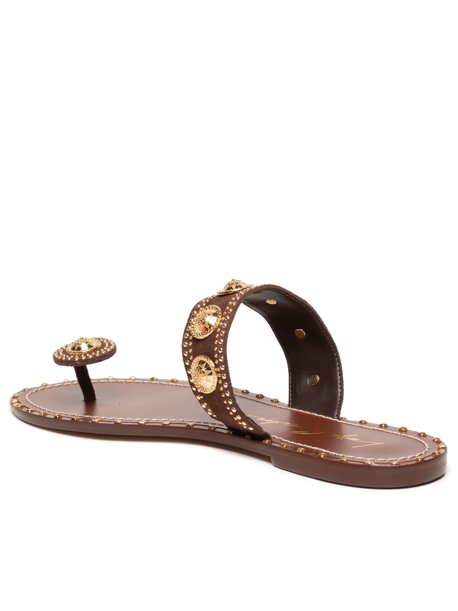 Sandália Feminina Rasteira Camurção Marrom Luiza Barcelos