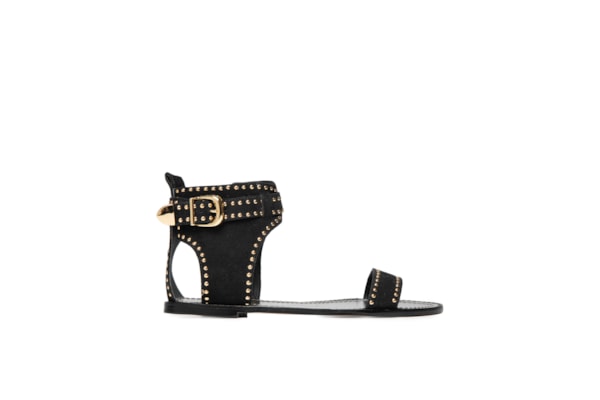 Sandália Feminina Rasteira Camurção - Preto