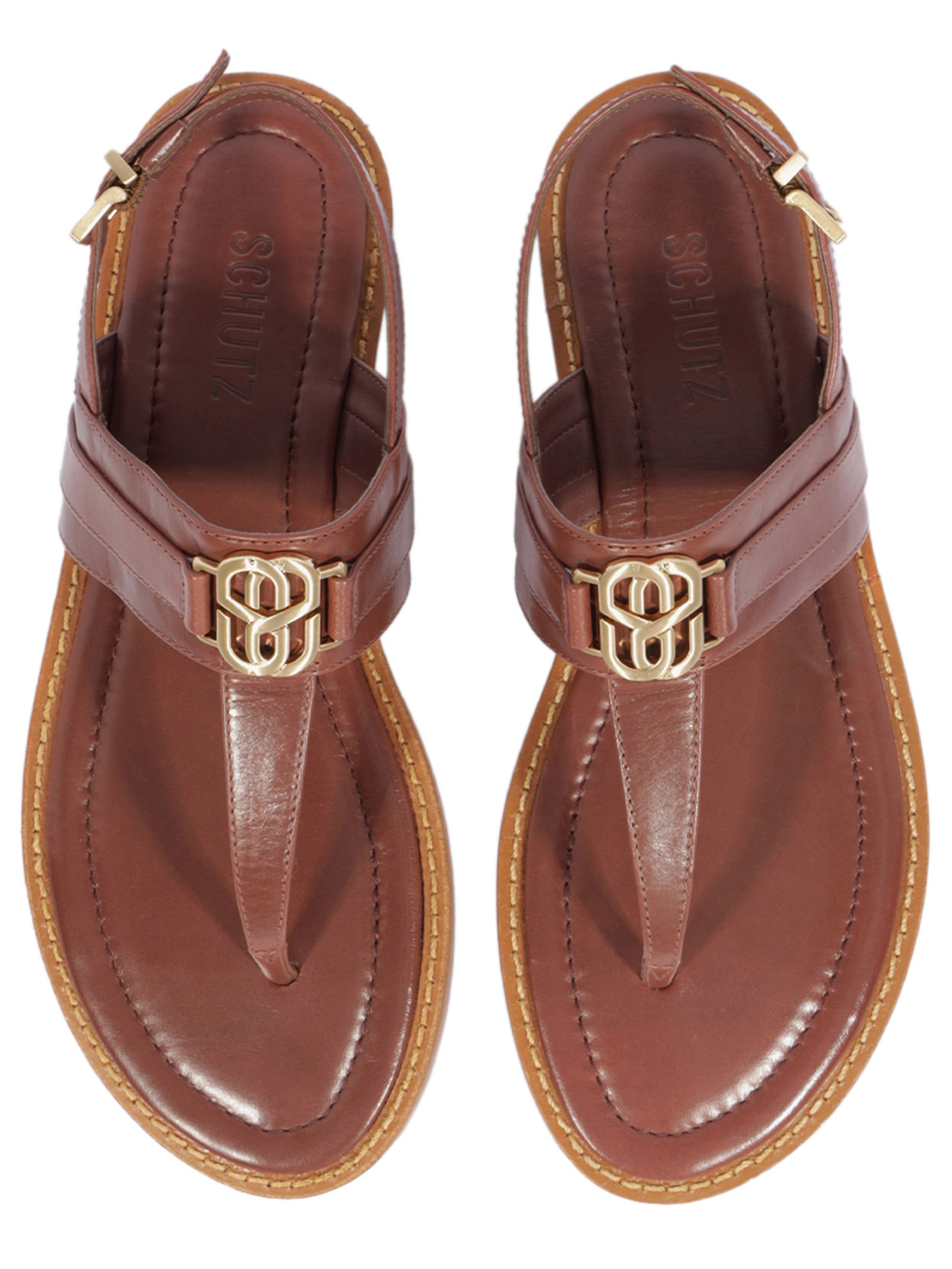 Sandália Feminina Rasteira Claire Flat Marrom Schutz