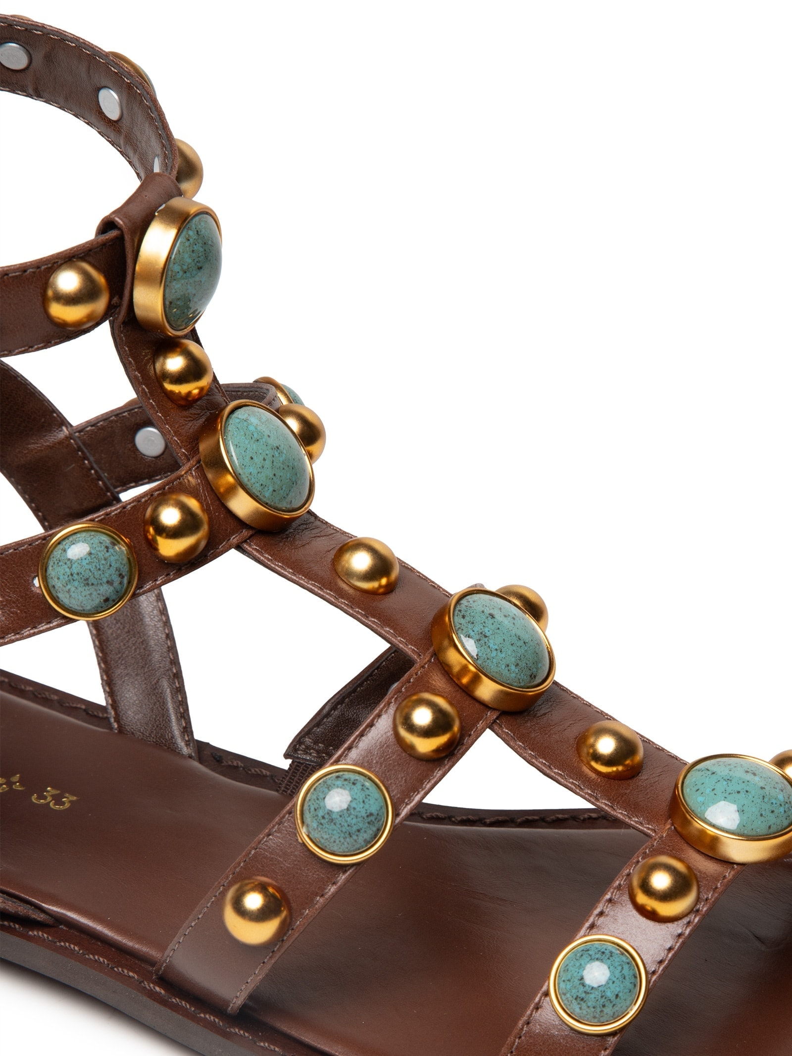 Sandália Feminina Rasteira Com Pedraria Marrom Market 33