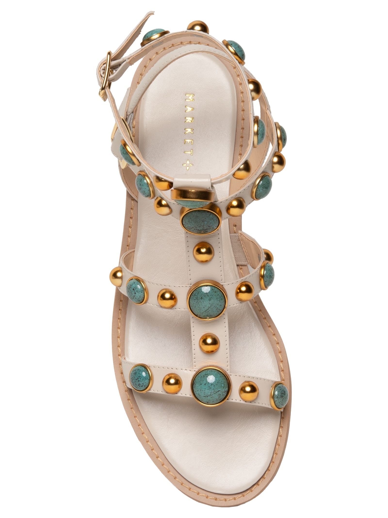 Sandália Feminina Rasteira Com Tachas Off White Market 33