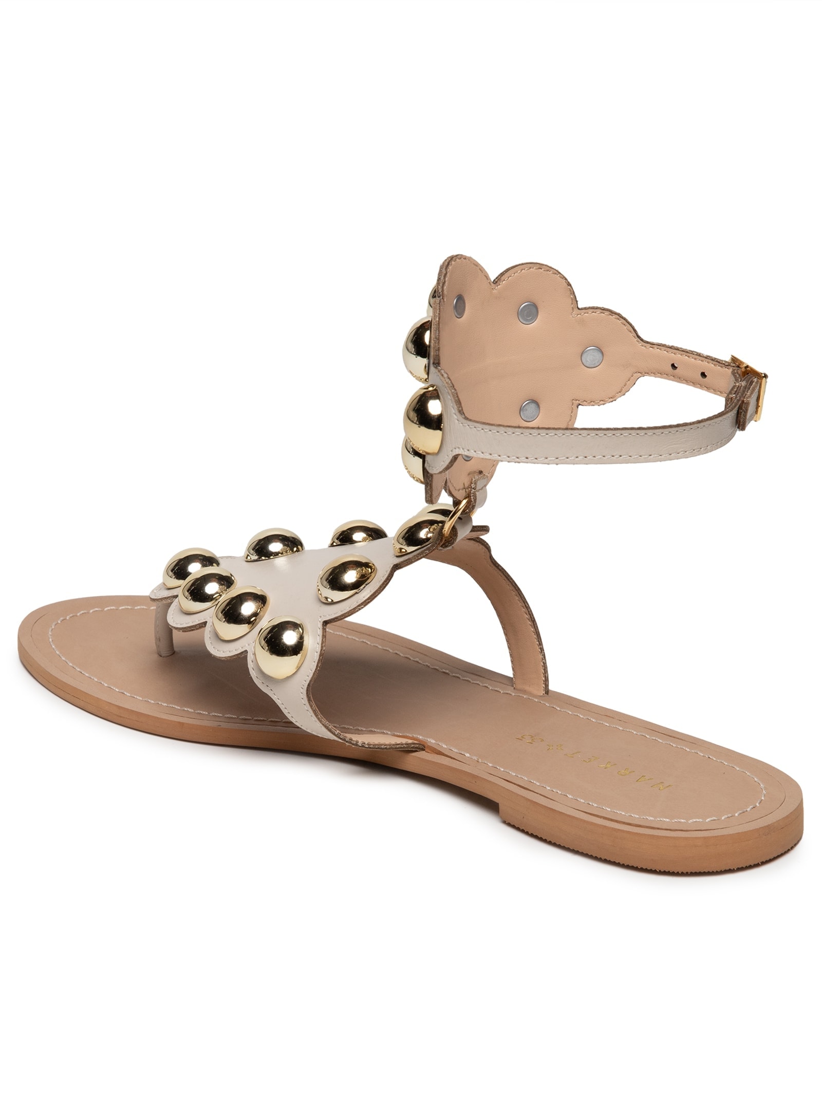 Sandália Feminina Rasteira Com Tachas Off White Market 33