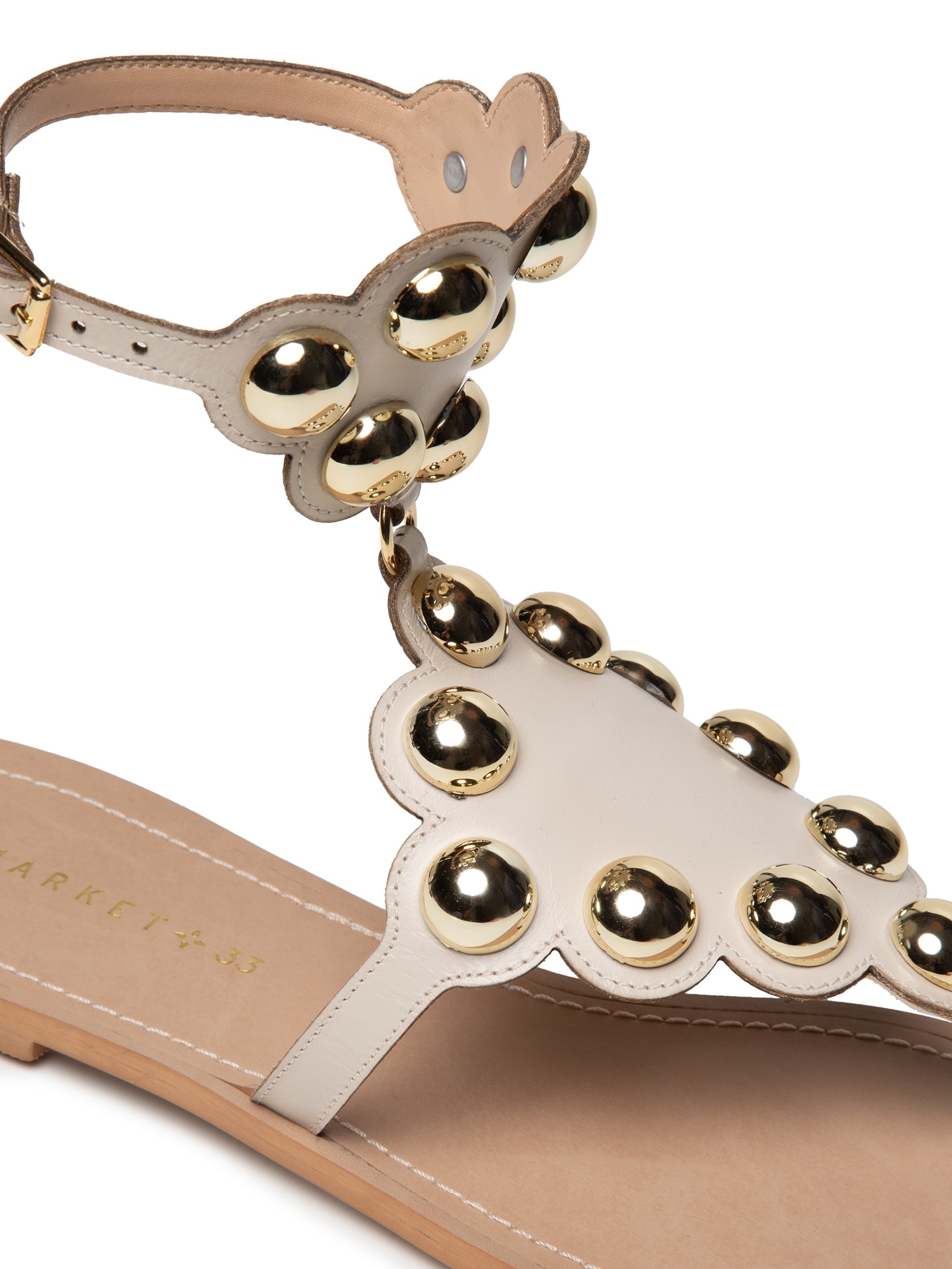 Sandália Feminina Rasteira Com Tachas Off White Market 33