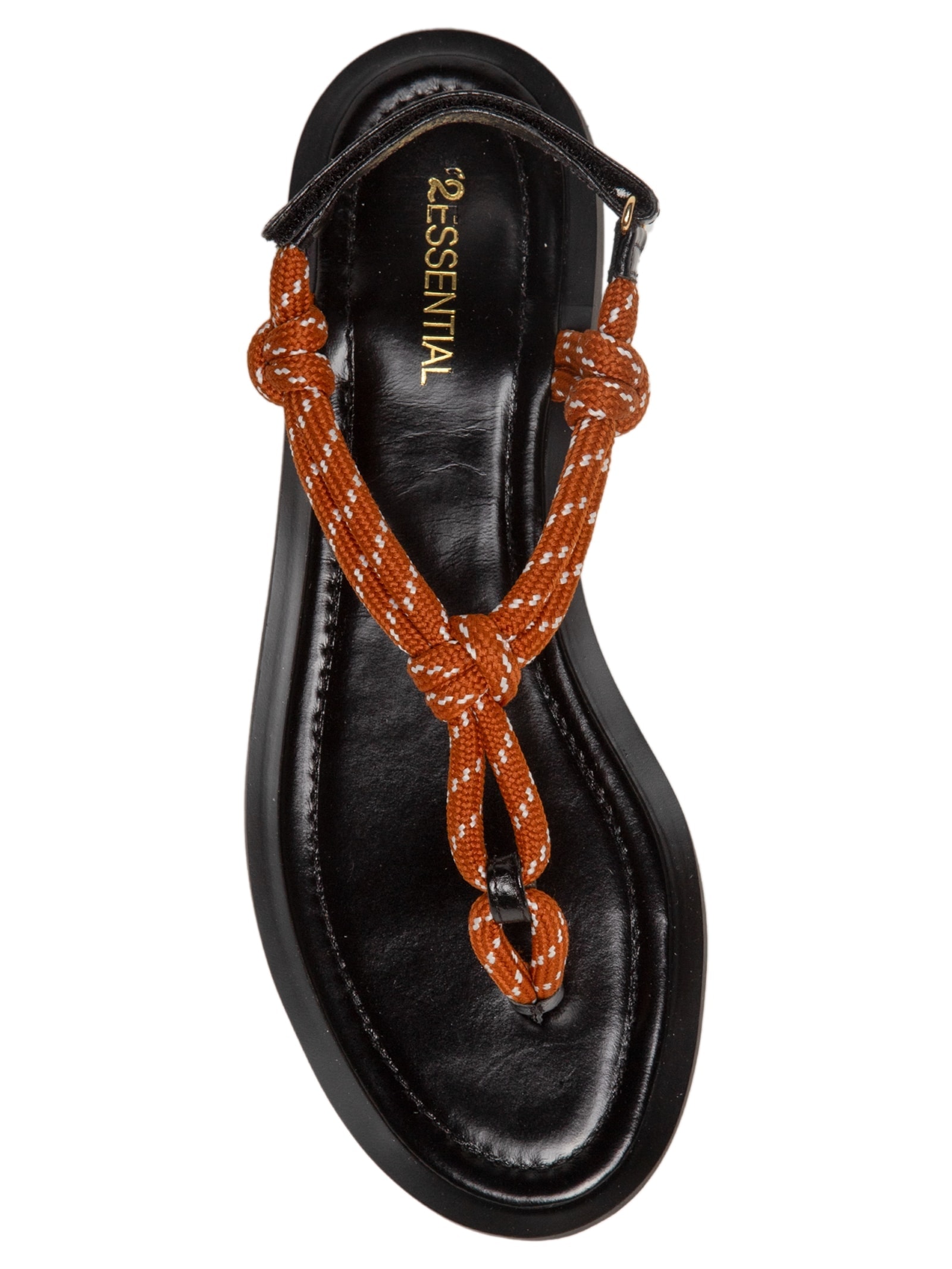 Sandália Feminina Rasteira Com Tira Em Corda Marrom '2Essential