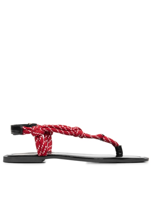 Sandália Feminina Rasteira Com Tira Em Cordão – Vermelho