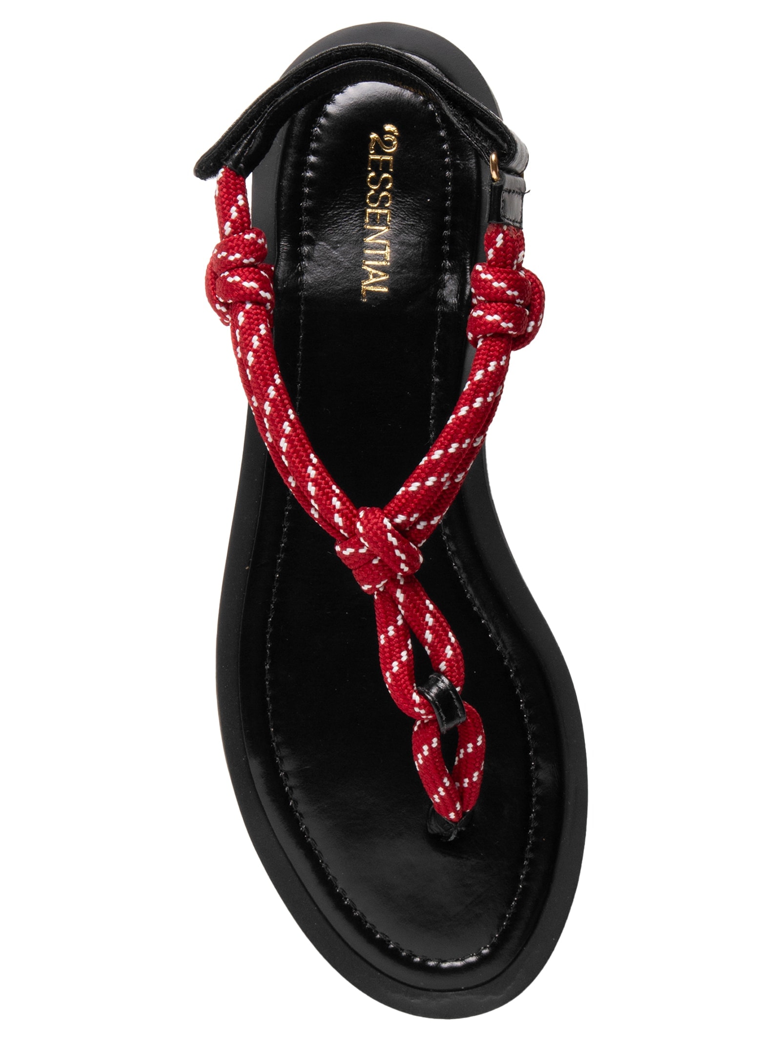 Sandália Feminina Rasteira Com Tira Em Cordão Vermelho '2Essential