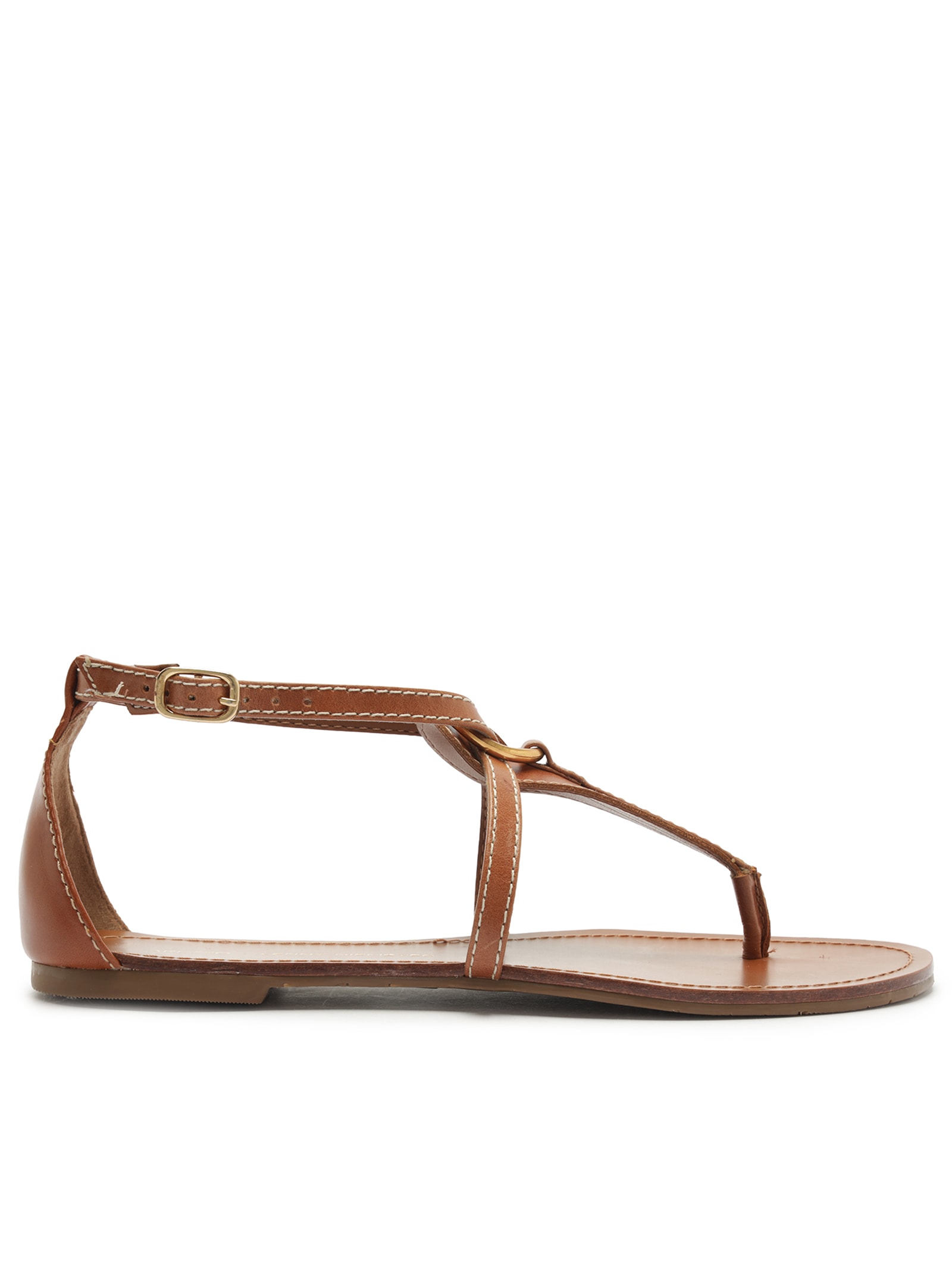 Sandália Feminina Rasteira Couro Argola Marrom Arezzo + Lenny Niemeyer