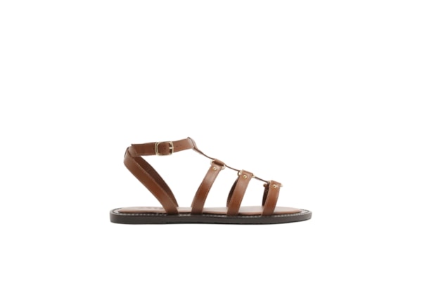 Sandália Feminina Rasteira Couro - Marrom