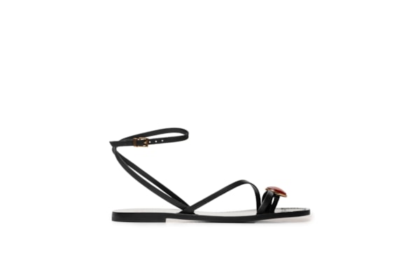 Sandália Feminina Rasteira Couro - Preto