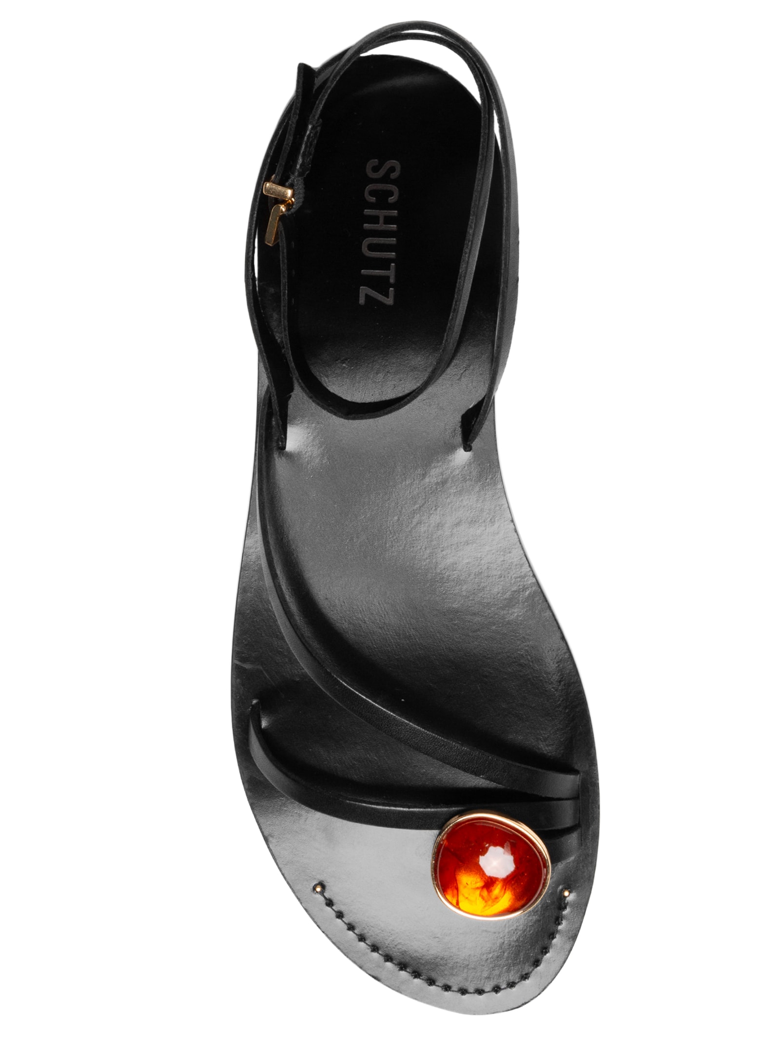 Sandália Feminina Rasteira Couro Preto Schutz