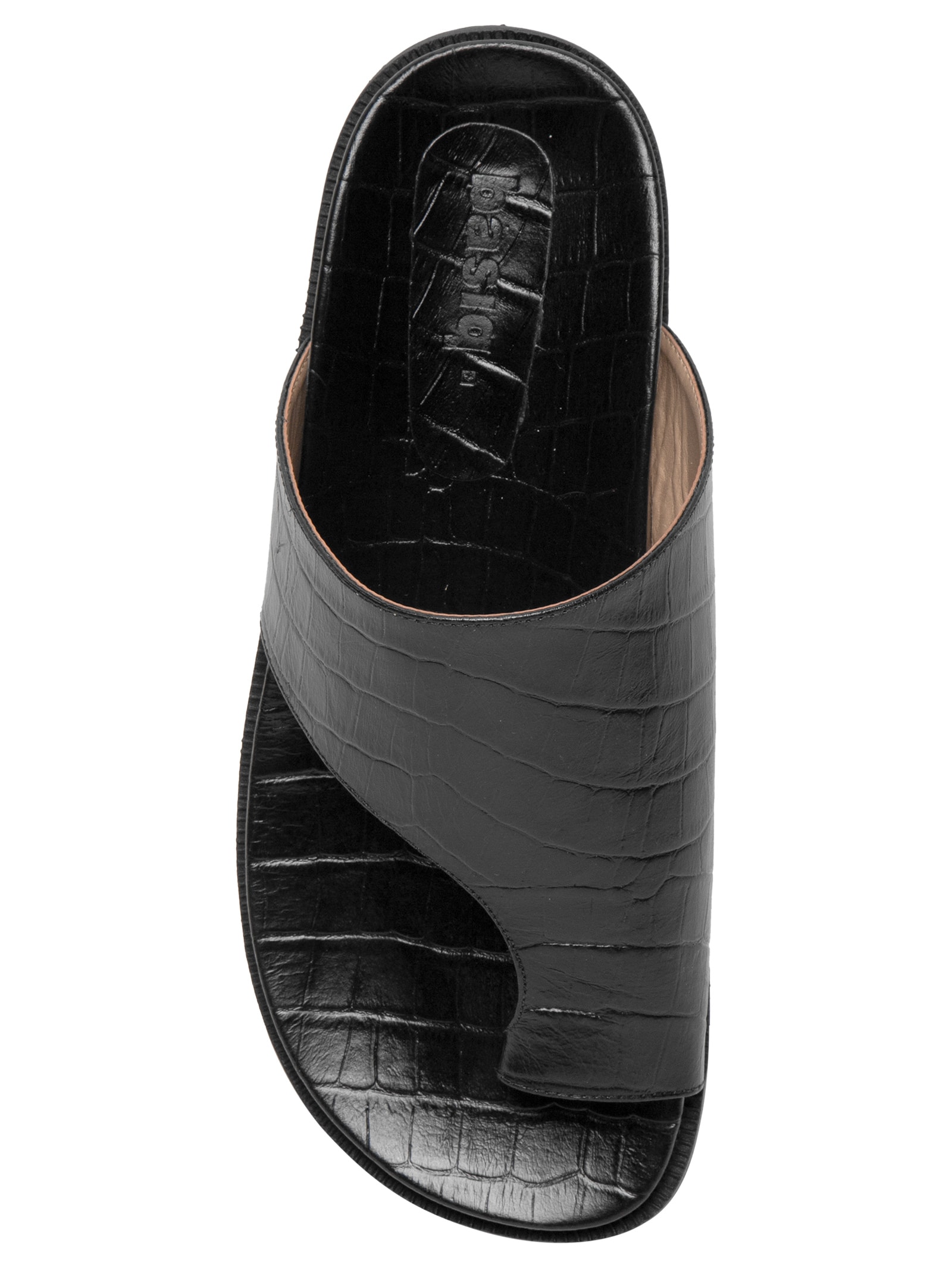 Sandália Feminina Rasteira Couro Preto Basiq