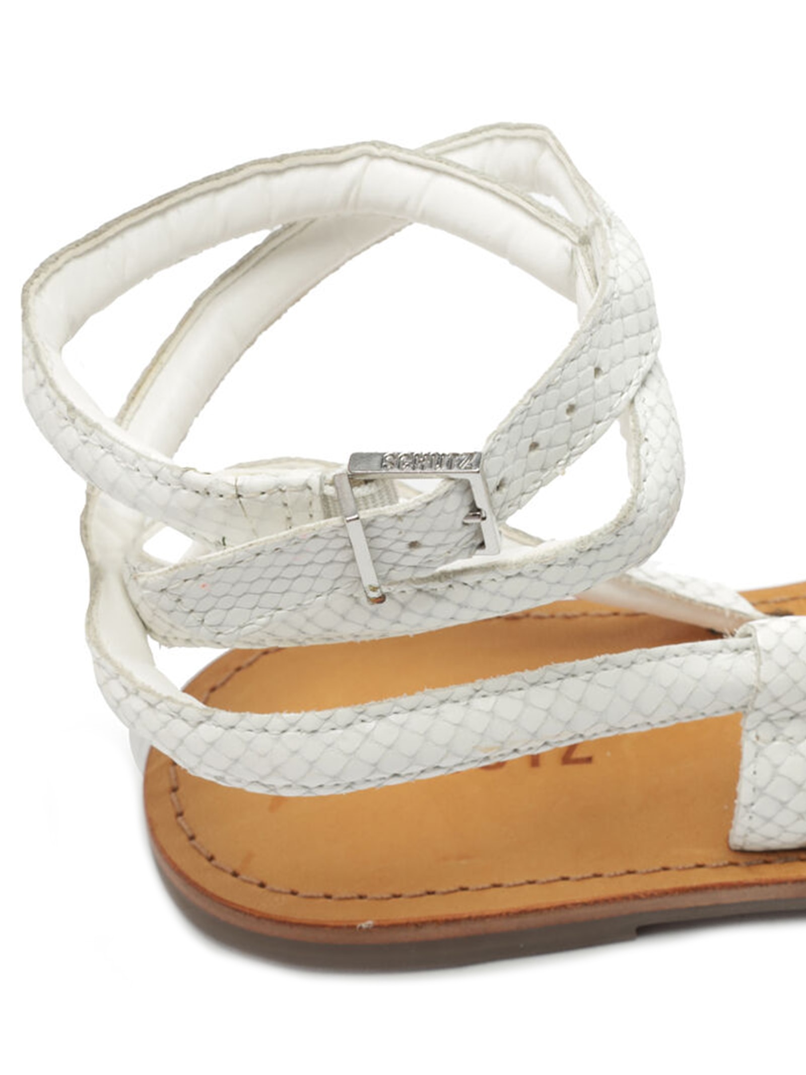 Sandália Feminina Rasteira Courtney Couro Branco Schutz