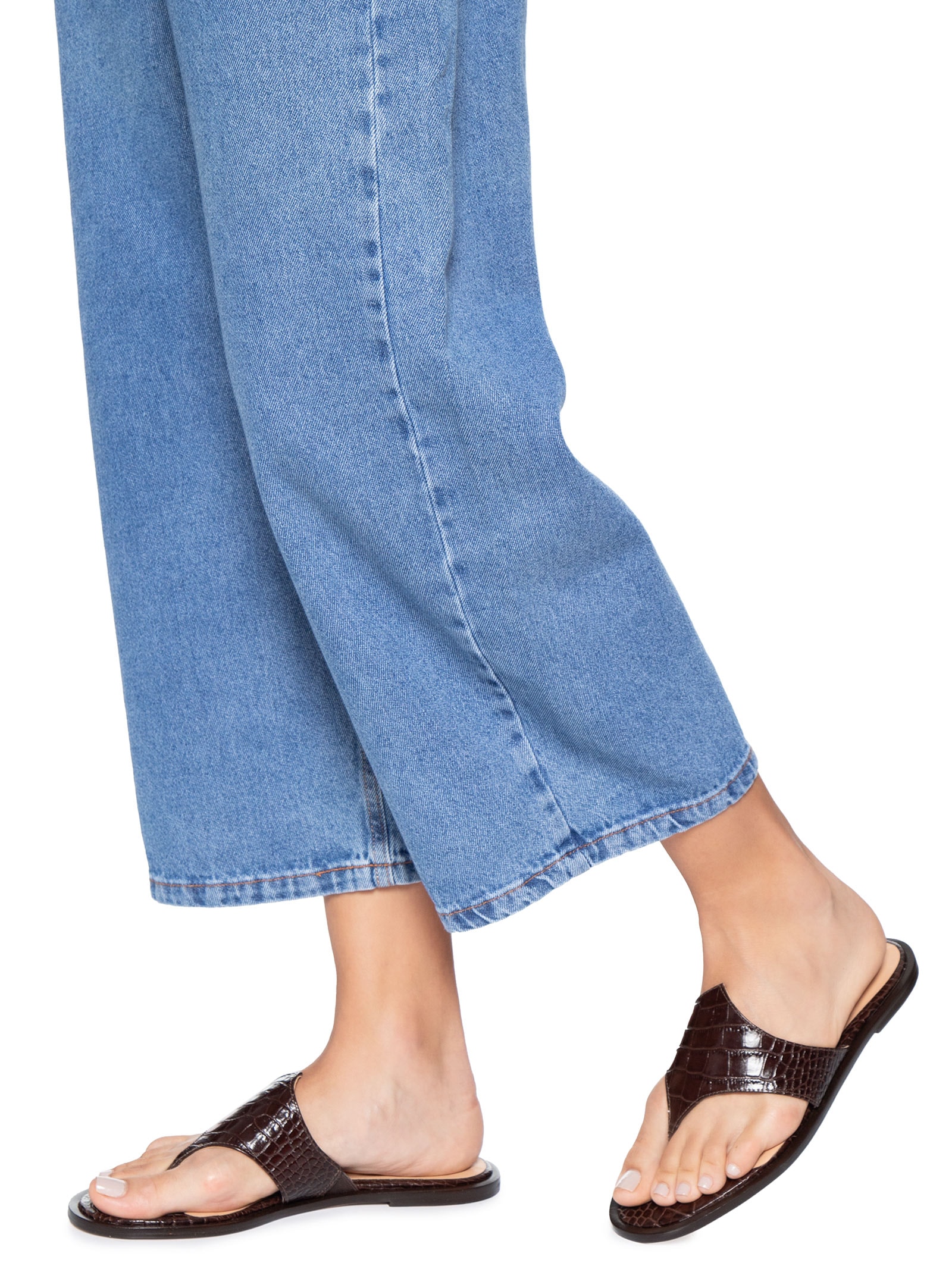 Sandália Feminina Rasteira Croco Marrom Luiza Barcelos