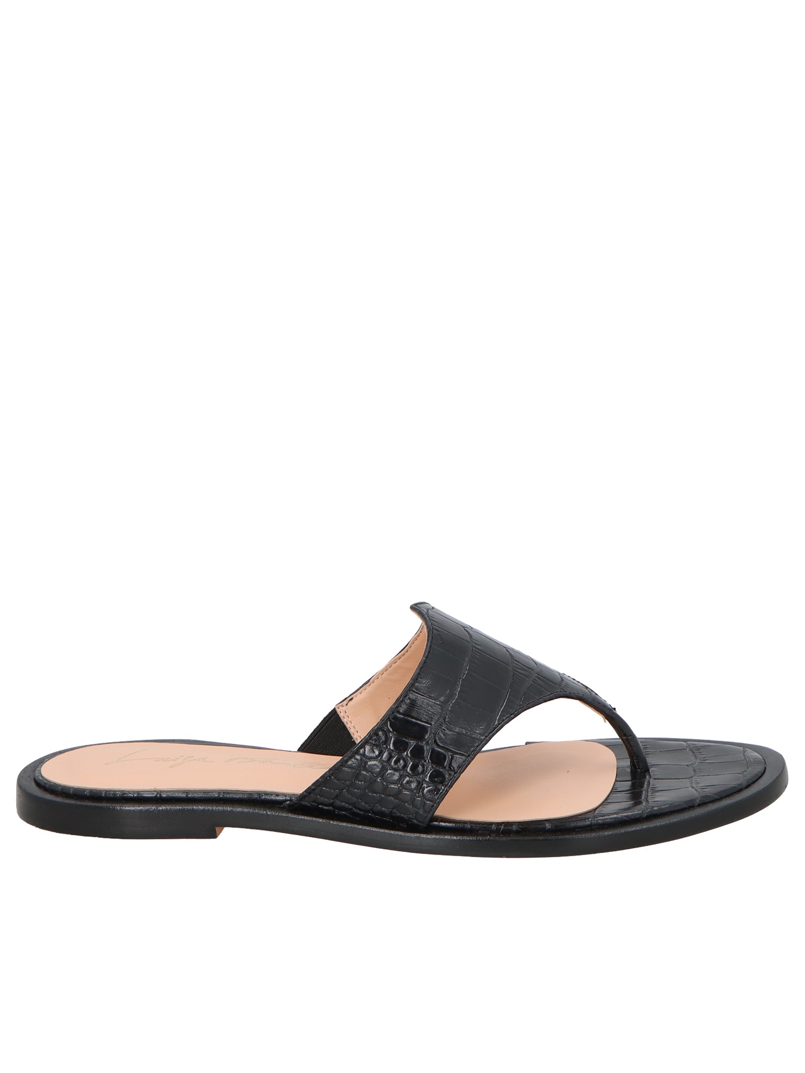 Sandália Feminina Rasteira Croco Preto Luiza Barcelos