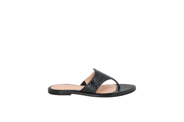 Sandália Feminina Rasteira Croco - Preto
