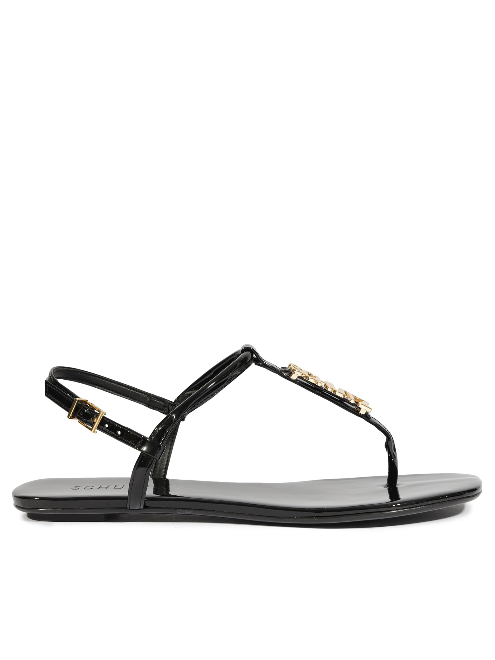 Sandália Feminina Rasteira Crystal Schutz Logo Preto Schutz