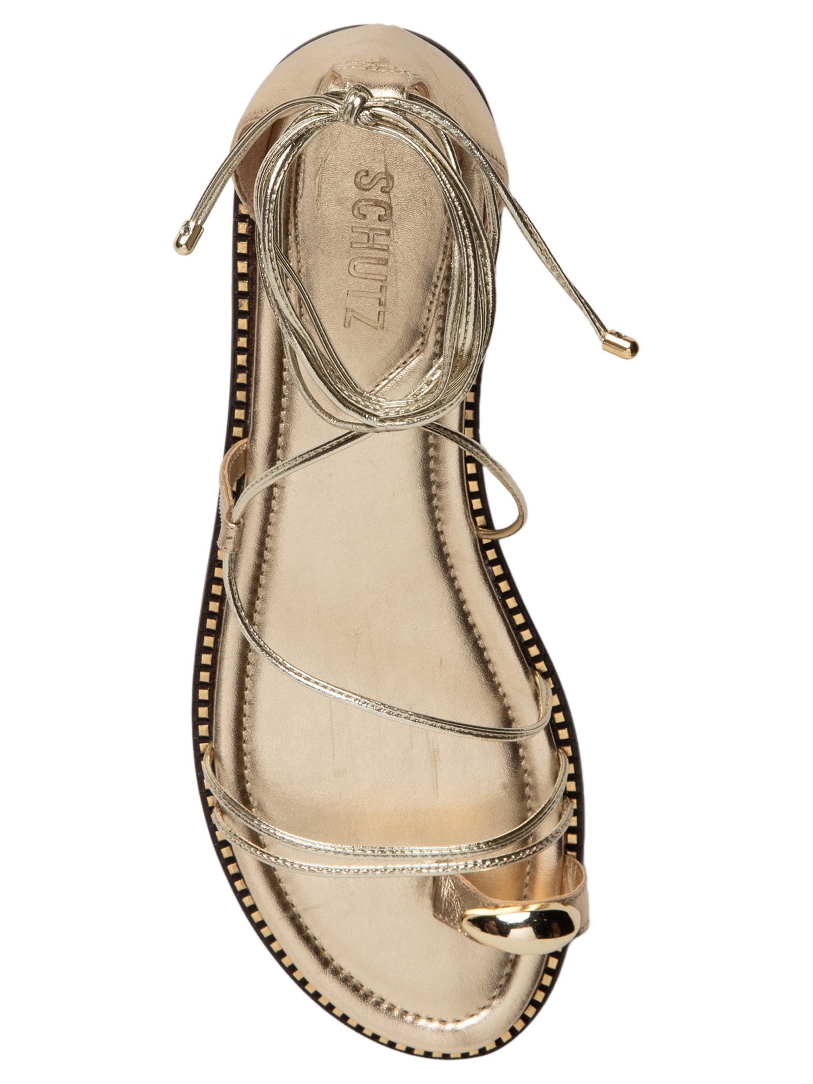 Sandália Feminina Rasteira Dourado Schutz