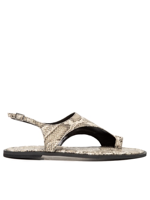 Sandália Feminina Rasteira Em Couro – Animal Print