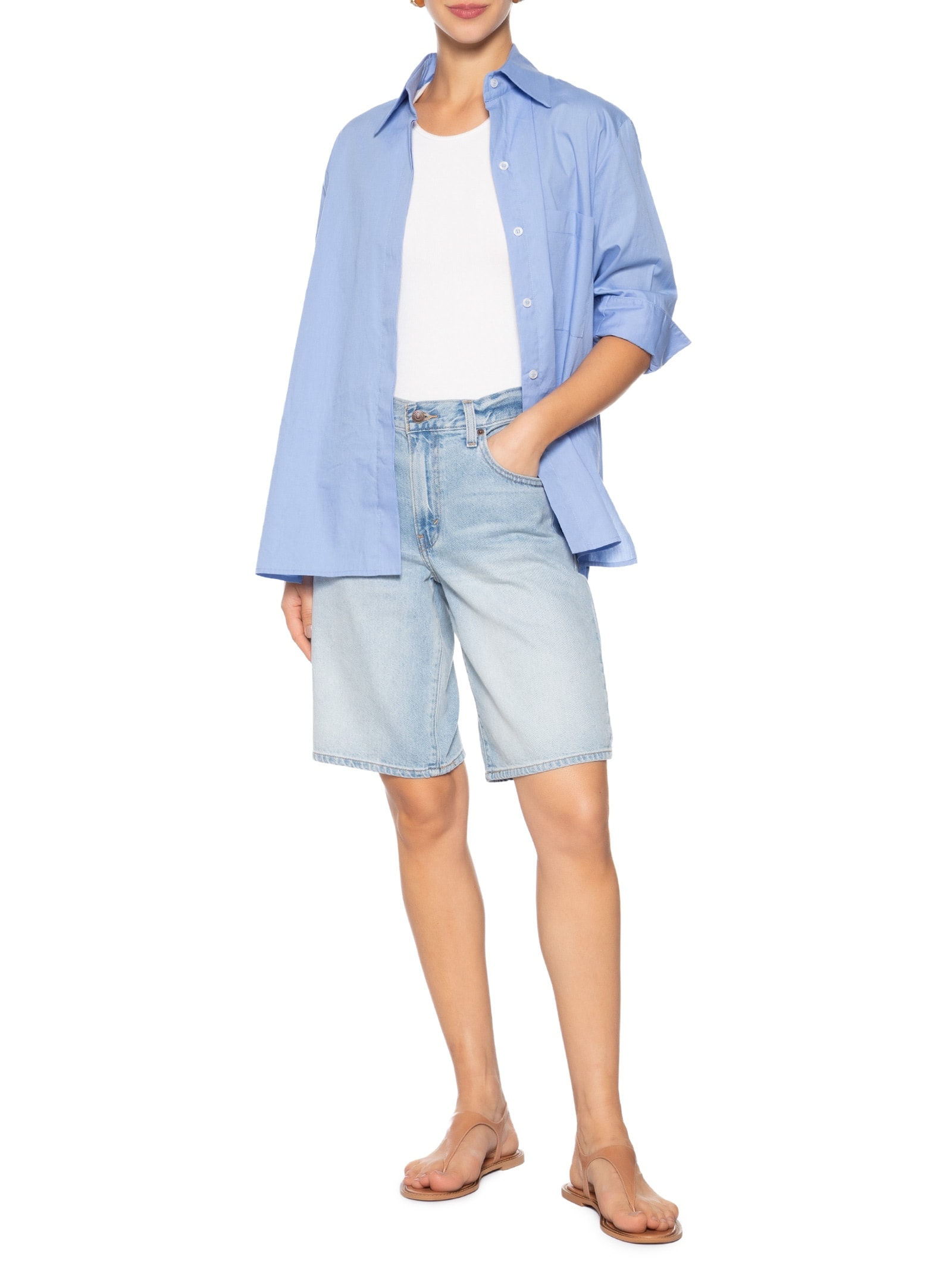 Sandália Feminina Rasteira Em Couro Bege  Basiq