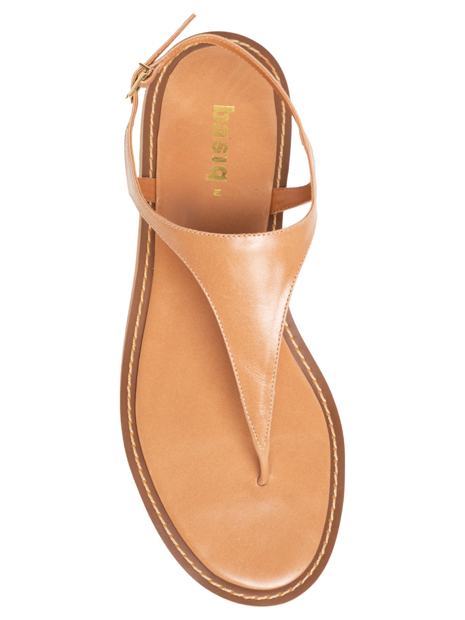 Sandália Feminina Rasteira Em Couro Bege  Basiq