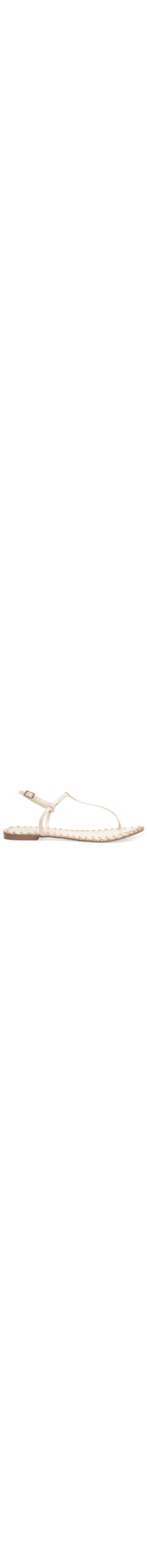 Sandália Feminina Rasteira Em Couro Com Detalhe Dourado - Off White