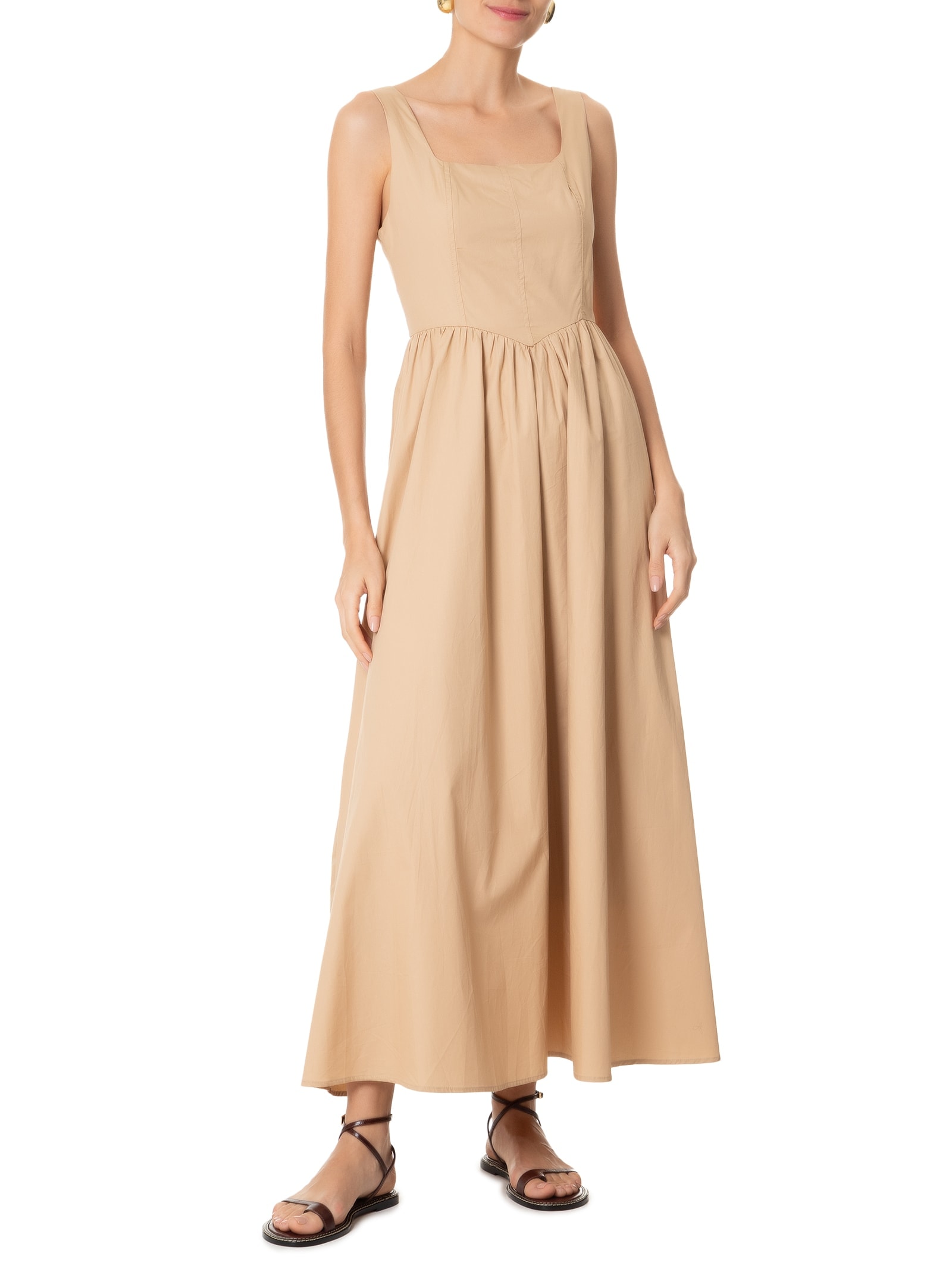 Sandália Feminina Rasteira Em Couro Marrom '2Essential