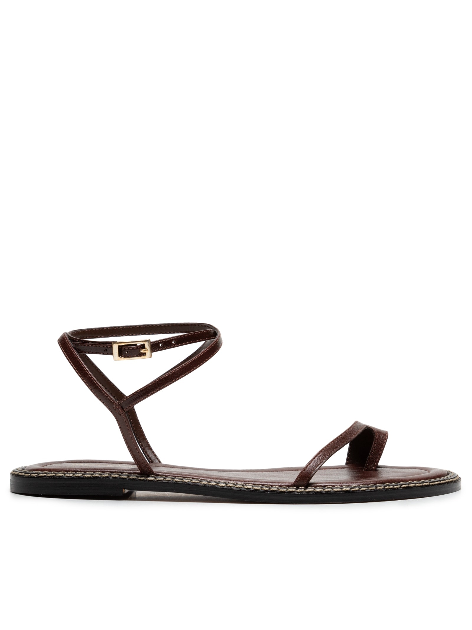 Sandália Feminina Rasteira Em Couro Marrom '2Essential