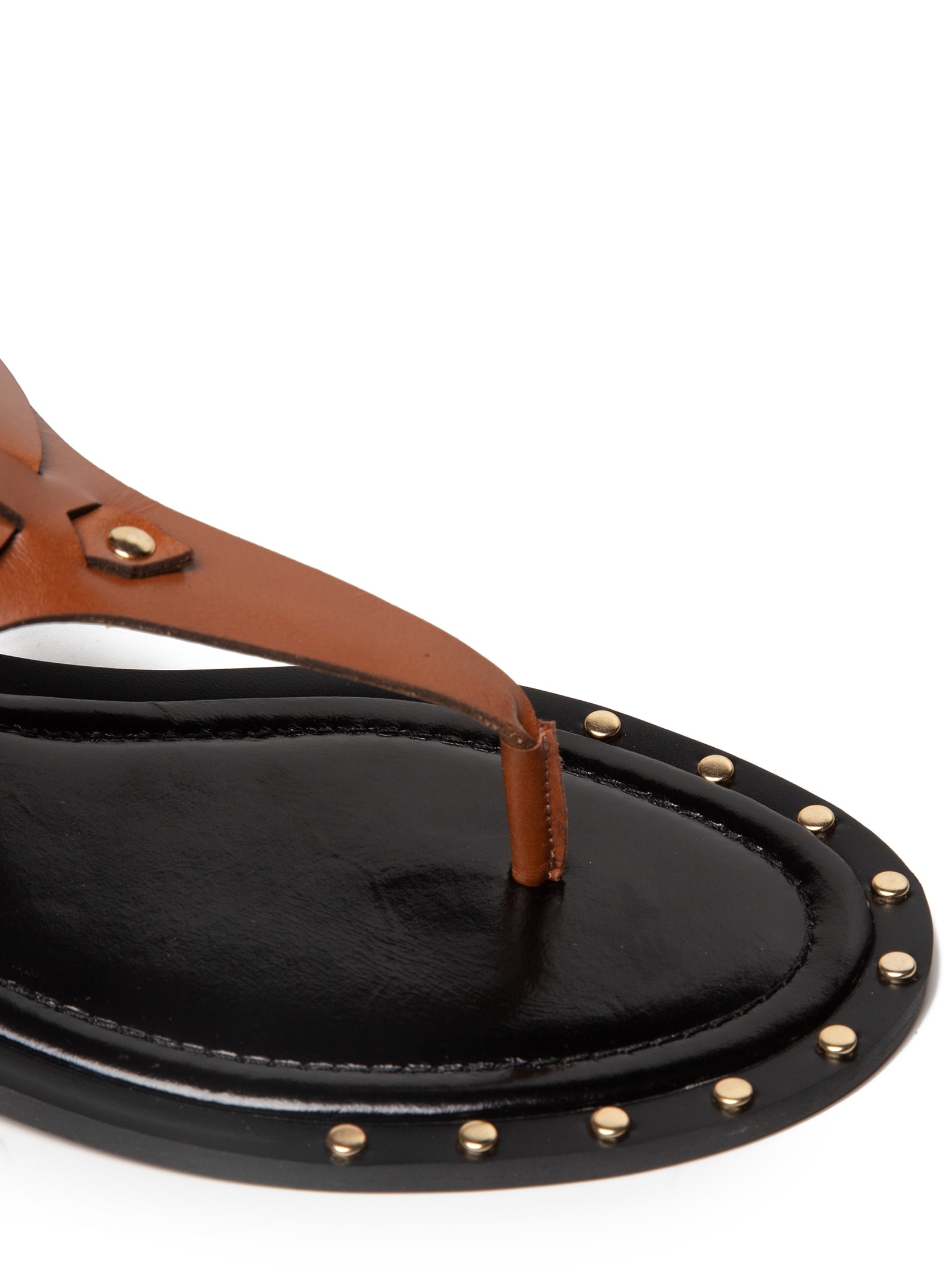 Sandália Feminina Rasteira Em Couro Marrom '2Essential