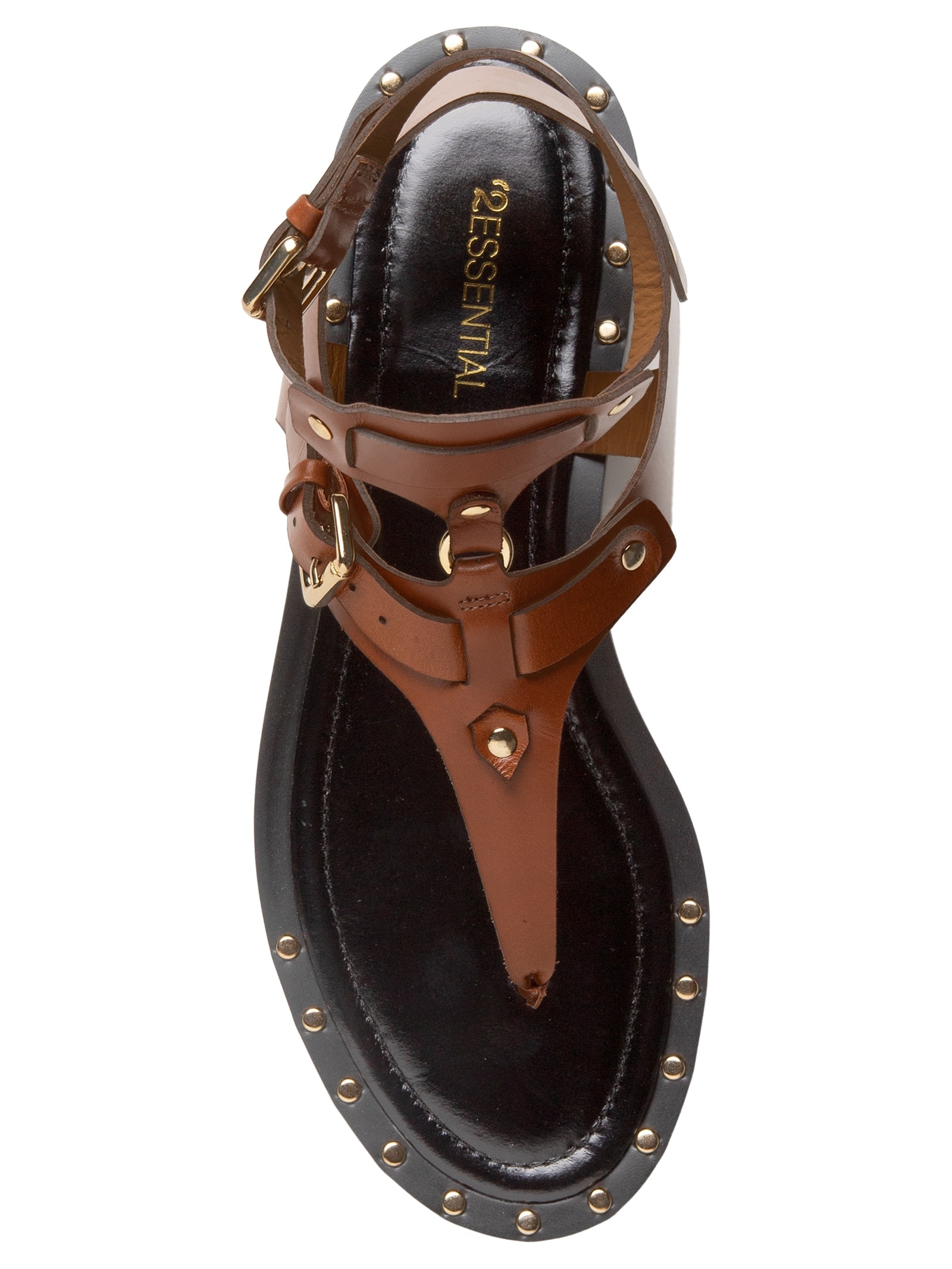 Sandália Feminina Rasteira Em Couro Marrom '2Essential