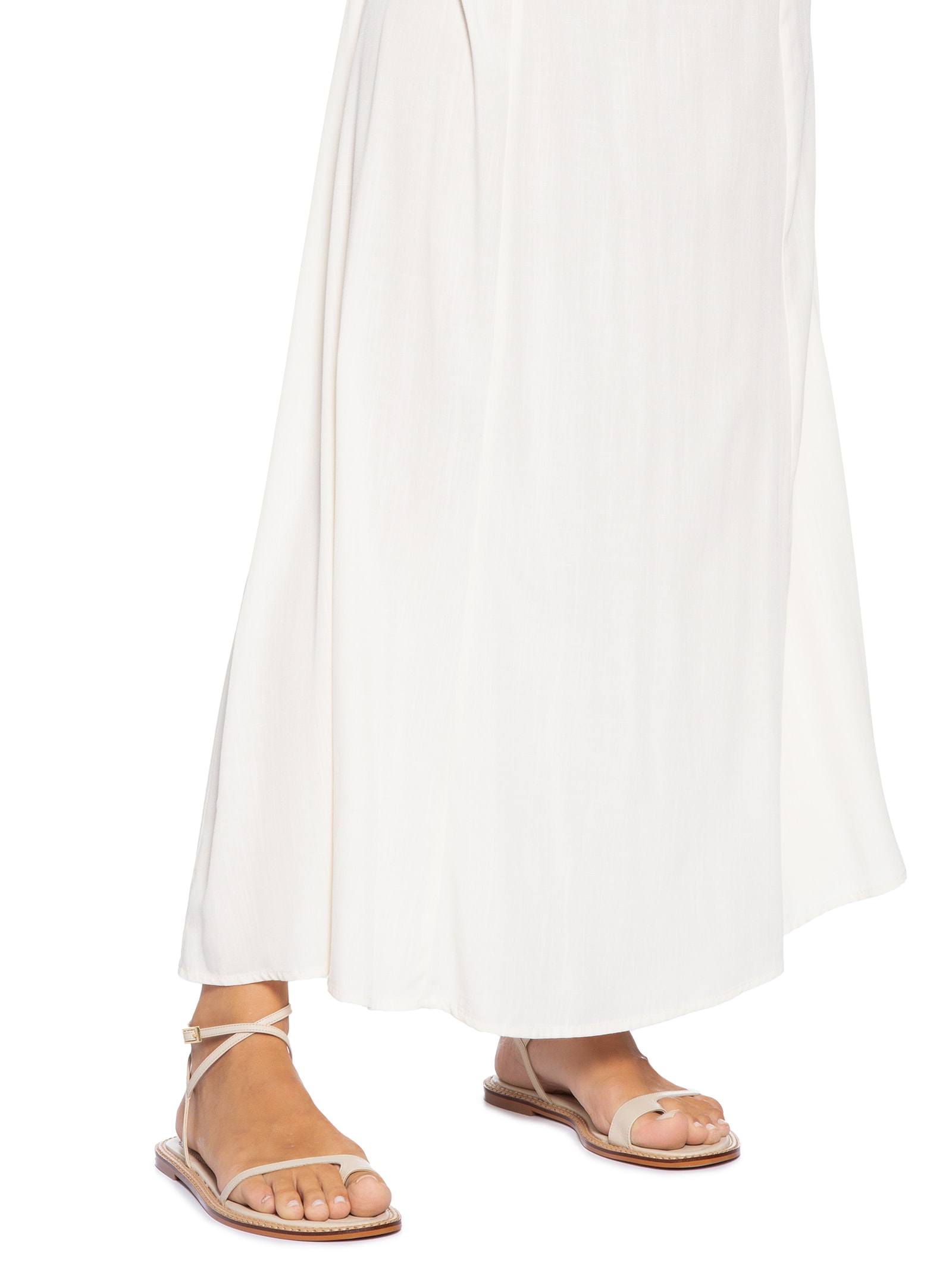 Sandália Feminina Rasteira Em Couro Off White '2Essential