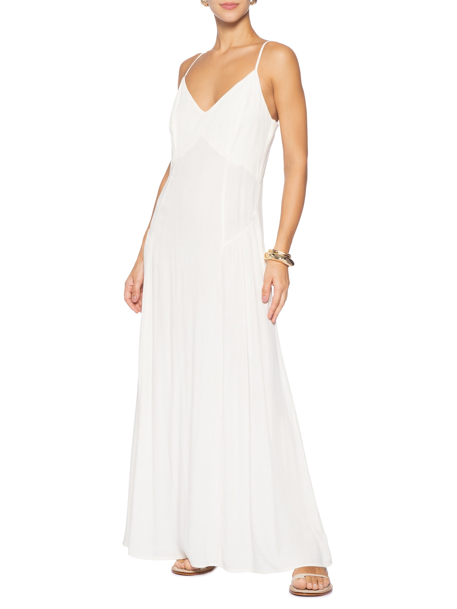 Sandália Feminina Rasteira Em Couro Off White '2Essential