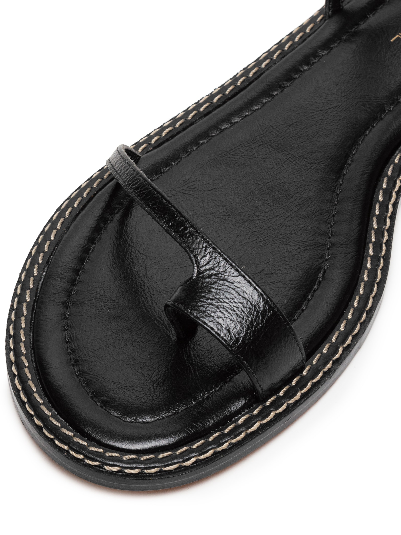 Sandália Feminina Rasteira Em Couro Preto '2Essential