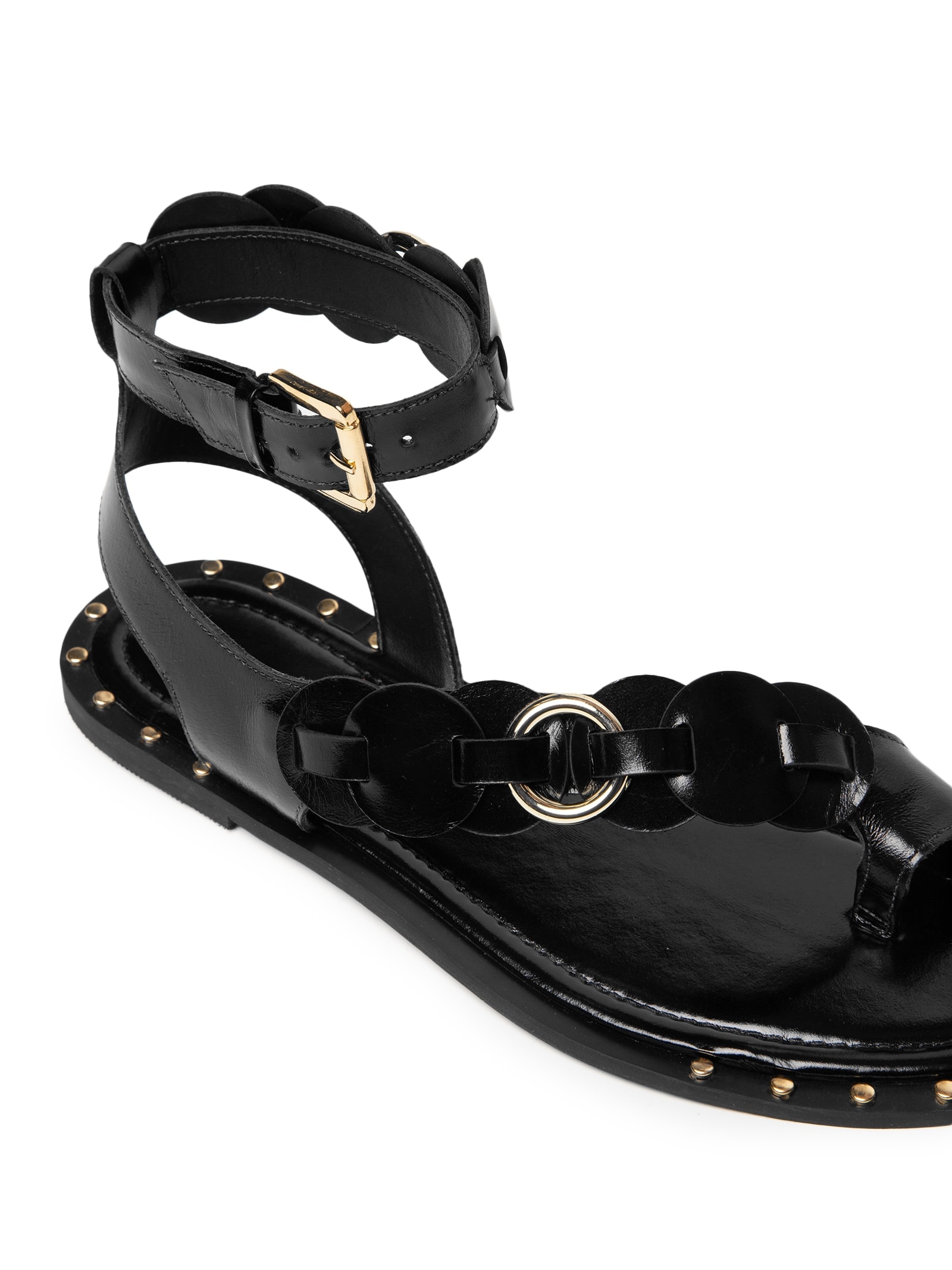 Sandália Feminina Rasteira Em Couro Preto Market 33