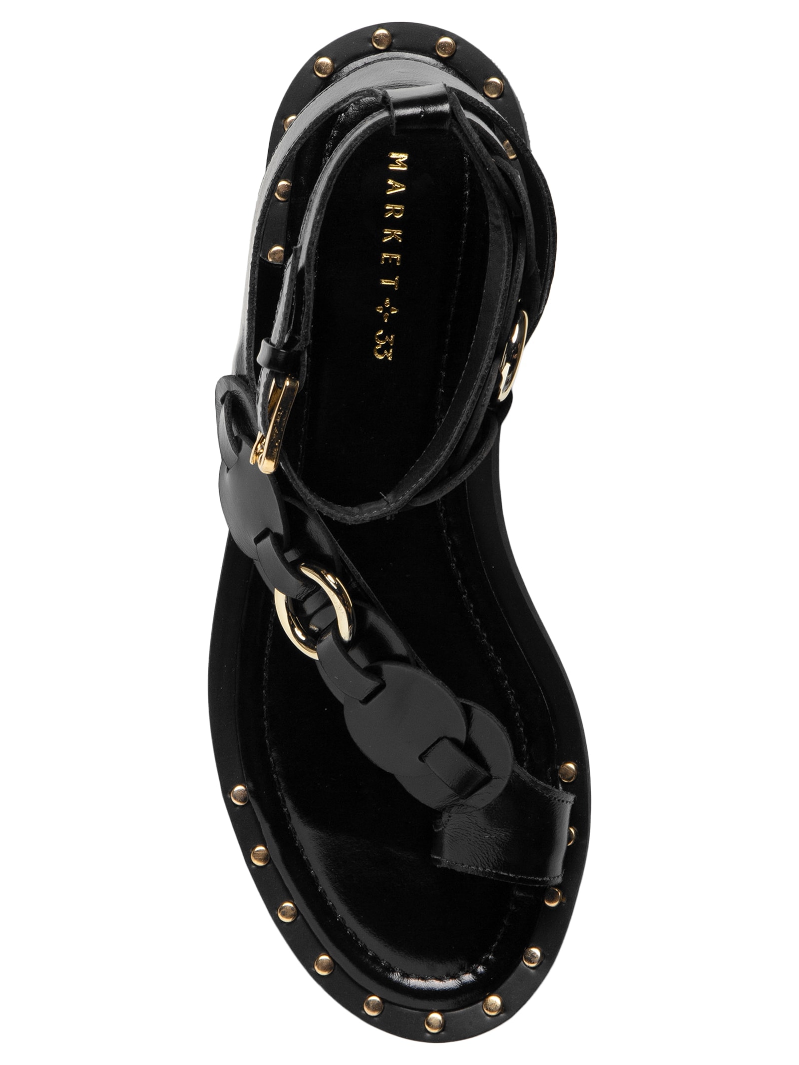 Sandália Feminina Rasteira Em Couro Preto Market 33