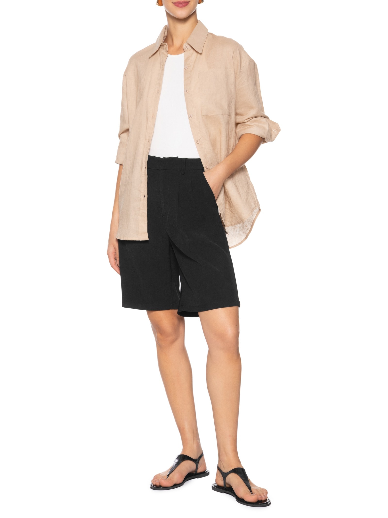 Sandália Feminina Rasteira Em Couro Preto Basiq