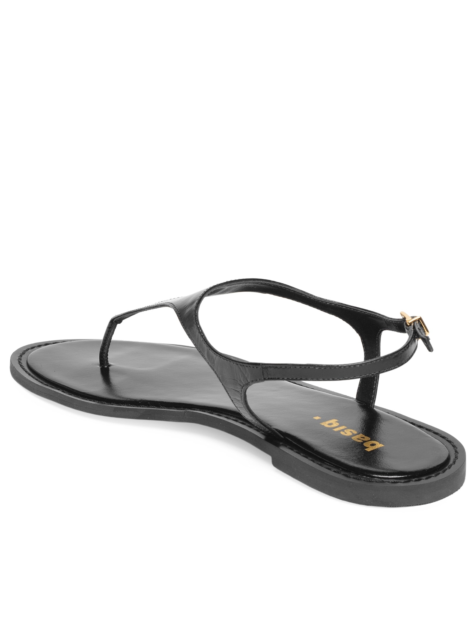 Sandália Feminina Rasteira Em Couro Preto Basiq