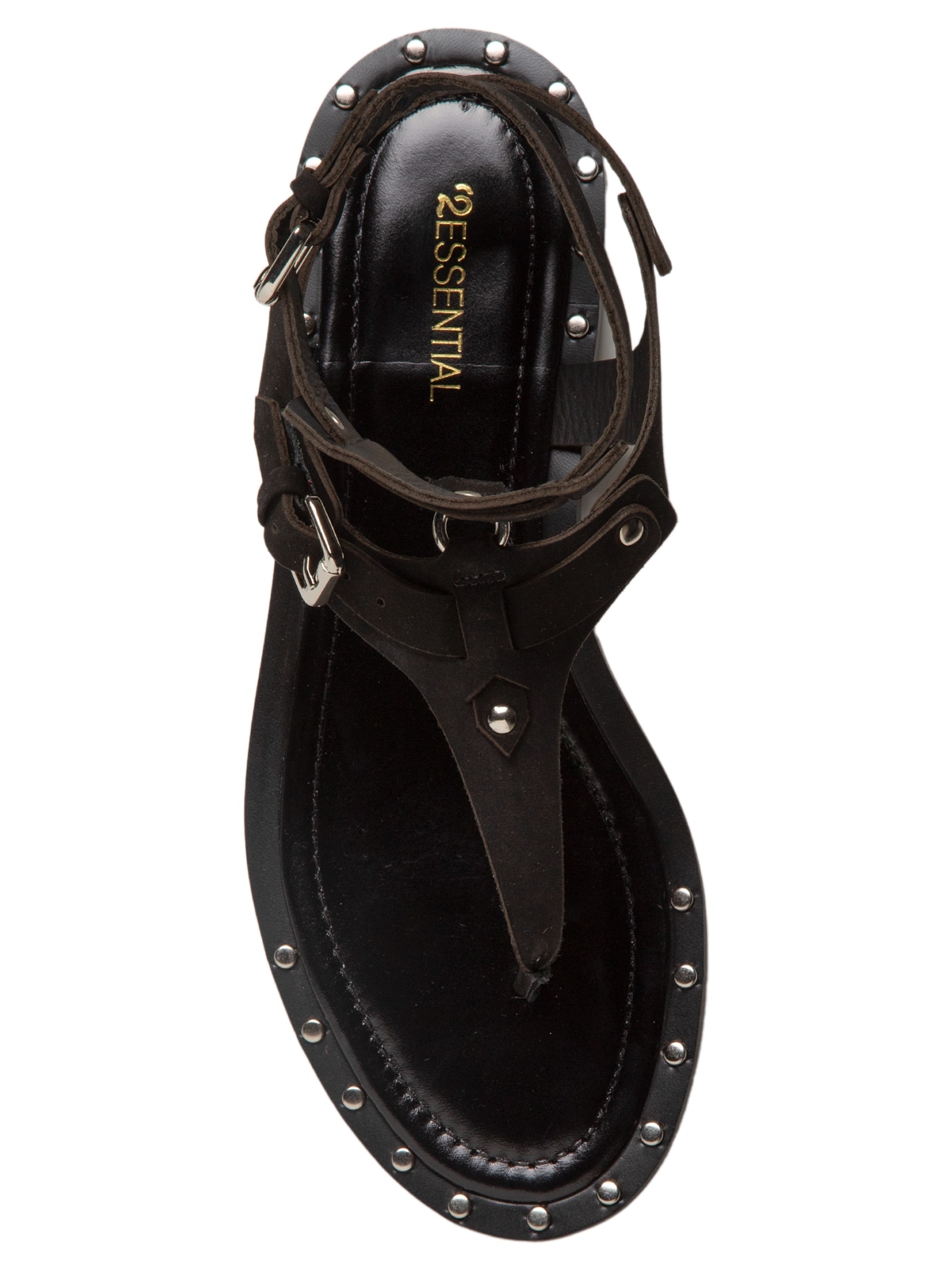 Sandália Feminina Rasteira Em Couro Preto '2Essential