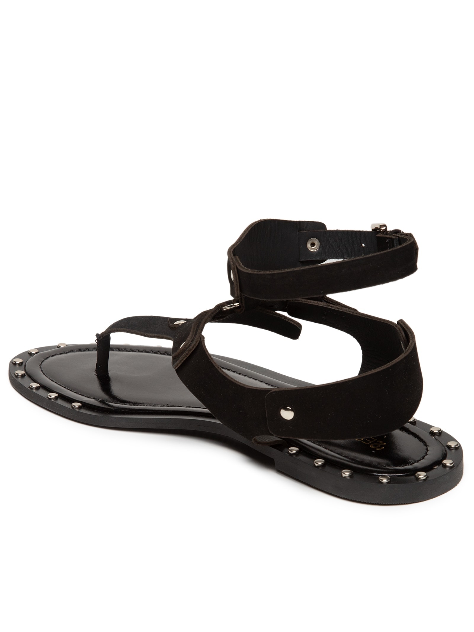 Sandália Feminina Rasteira Em Couro Preto '2Essential